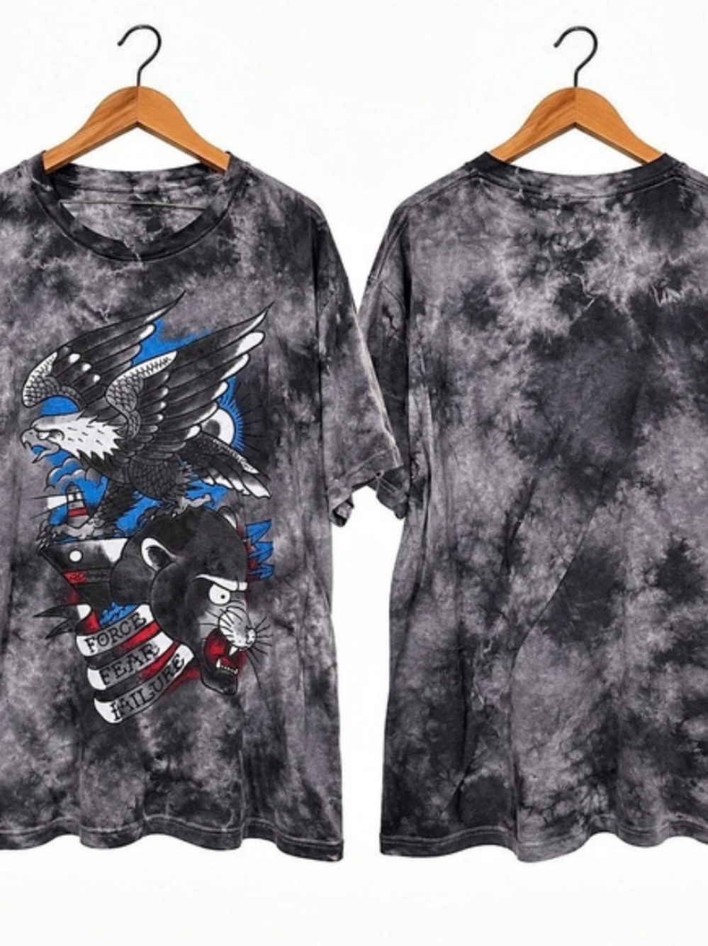 Ed Hardy Force Fear Failure Graphic Tie Dye T-Shirt Short Sleeve Tee
